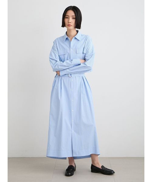 MIESROHE(ミースロエ)の「【洗える】オープンバックシャツワンピース(ワンピース・レディース・イエロー/ホワイト/ブルー・1/0)」の2枚目の写真