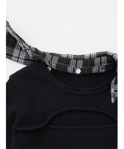 チェックカフスリブニットトップス（ニット/セーター）｜Darich