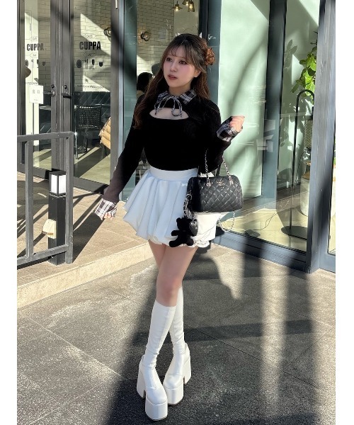 チェックカフスリブニットトップス（ニット/セーター）｜Darich