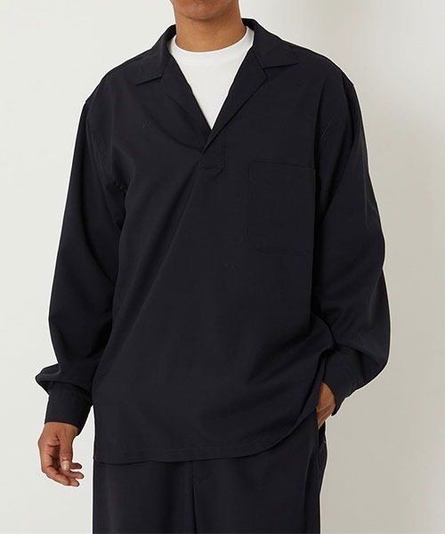 BLUE BLUE JAPAN(ブルーブルージャパン)の「ドライポプリンメブキシシュウ プルオーバーシャツ(シャツ/ブラウス・メンズ・ダークネイビー・S/XL/M/L)」の2枚目の写真