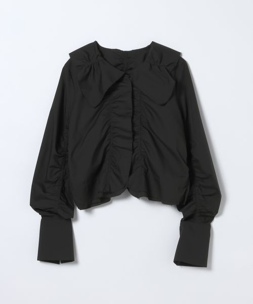 JEANASIS（ジーナシス）の「シャーリングギャザーブラウス/650631（シャツ/ブラウス・レディース・ブルー系その他/ブラック/ホワイト・FREE）」の3枚目の写真