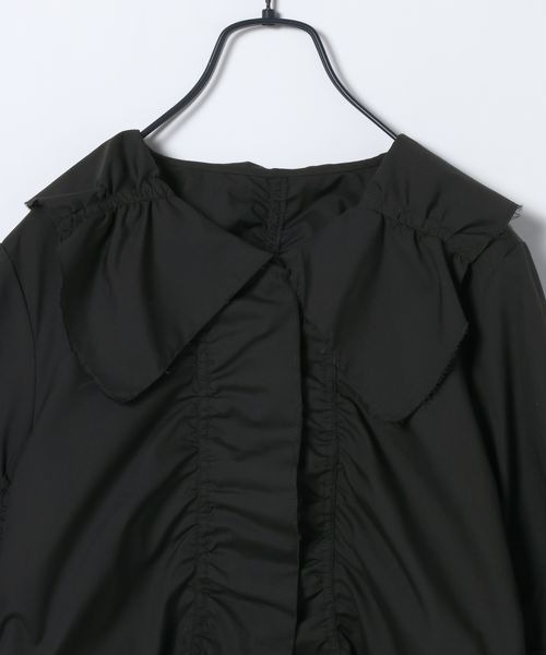 JEANASIS（ジーナシス）の「シャーリングギャザーブラウス/650631（シャツ/ブラウス・レディース・ブルー系その他/ブラック/ホワイト・FREE）」の5枚目の写真