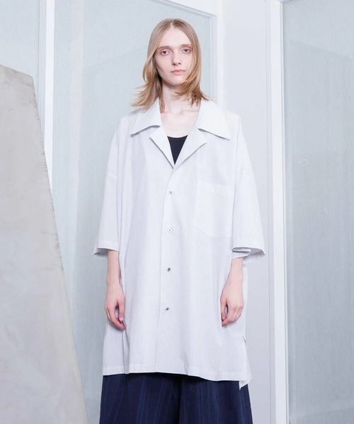 VOAAOV（ヴォアーブ）の「【VOAAOV】 XXXXL SHIRT Short Sleeve Open Collar（シャツ/ブラウス・メンズ・ストライプ/チェック/サックスブルー/チャコールグレー・FREE）」の3枚目の写真