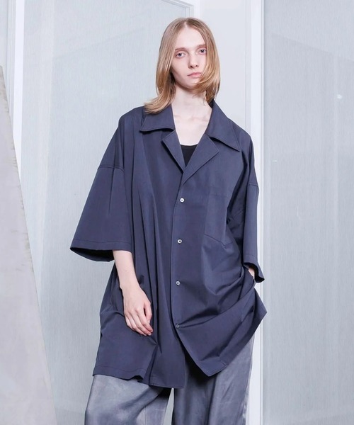 VOAAOV（ヴォアーブ）の「【VOAAOV】 XXXXL SHIRT Short Sleeve Open Collar（シャツ/ブラウス・メンズ・ストライプ/チェック/サックスブルー/チャコールグレー・FREE）」の5枚目の写真