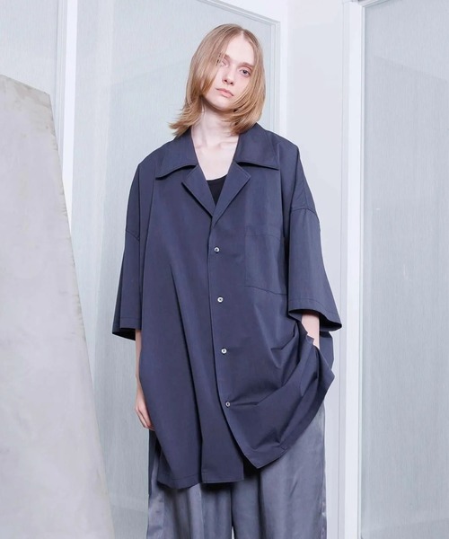 VOAAOV（ヴォアーブ）の「【VOAAOV】 XXXXL SHIRT Short Sleeve Open Collar（シャツ/ブラウス・メンズ・ストライプ/チェック/サックスブルー/チャコールグレー・FREE）」の6枚目の写真