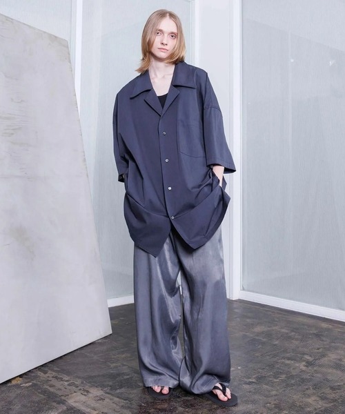 VOAAOV（ヴォアーブ）の「【VOAAOV】 XXXXL SHIRT Short Sleeve Open Collar（シャツ/ブラウス・メンズ・ストライプ/チェック/サックスブルー/チャコールグレー・FREE）」の7枚目の写真