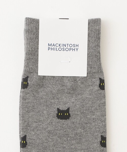MACKINTOSH PHILOSOPHY（ﾏｯｷﾝﾄｯｼｭ ﾌｨﾛｿﾌｨｰ）の「キャット カジュアルソックス（ソックス/靴下・メンズ・グレー系その他/イエロー系その他3/ダークネイビー・FREE）」の4枚目の写真
