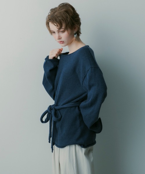 SERENO(セレーノ)の「ベルト付きオーバーサイズニット(ニット/セーター・レディース・ロイヤルブルー/ライトグレー/ホワイト/トップグレー・ONESIZE)」の8枚目の写真