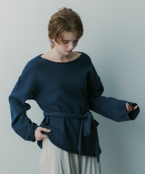 SERENO(セレーノ)の「ベルト付きオーバーサイズニット(ニット/セーター・レディース・ロイヤルブルー/ライトグレー/ホワイト/トップグレー・ONESIZE)」の6枚目の写真