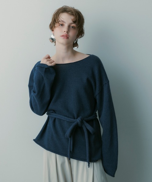 SERENO(セレーノ)の「ベルト付きオーバーサイズニット(ニット/セーター・レディース・ロイヤルブルー/ライトグレー/ホワイト/トップグレー・ONESIZE)」の5枚目の写真