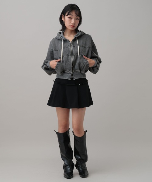 3.3 Field Trip (3.3フィールドトリップ)の「3.3 Field Trip/フードダブルジップデニムブルゾン(ブルゾン・レディース・ブルー/ブラック/ネイビー・FREE)」の9枚目の写真