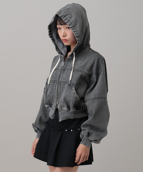 3.3 Field Trip (3.3フィールドトリップ)の「3.3 Field Trip/フードダブルジップデニムブルゾン(ブルゾン・レディース・ブルー/ブラック/ネイビー・FREE)」の13枚目の写真