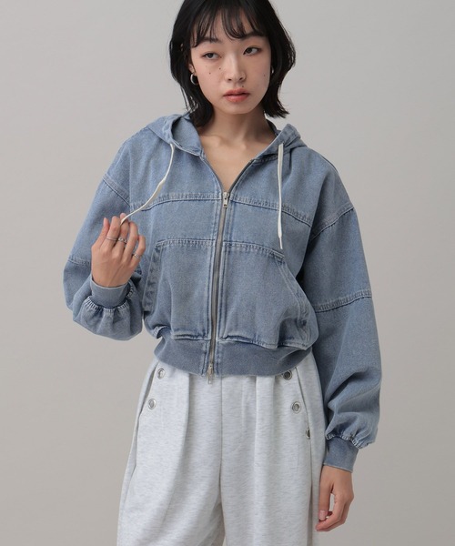 3.3 Field Trip (3.3フィールドトリップ)の「3.3 Field Trip/フードダブルジップデニムブルゾン(ブルゾン・レディース・ブルー/ブラック/ネイビー・FREE)」の18枚目の写真