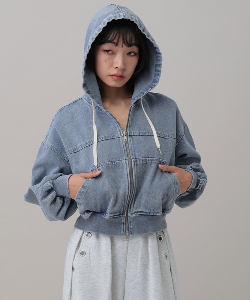 3.3 Field Trip (3.3フィールドトリップ)の「3.3 Field Trip/フードダブルジップデニムブルゾン(ブルゾン・レディース・ブルー/ブラック/ネイビー・FREE)」の19枚目の写真