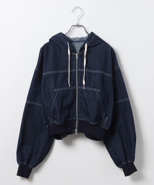 3.3 Field Trip (3.3フィールドトリップ)の「3.3 Field Trip/フードダブルジップデニムブルゾン(ブルゾン・レディース・ブルー/ブラック/ネイビー・FREE)」の21枚目の写真
