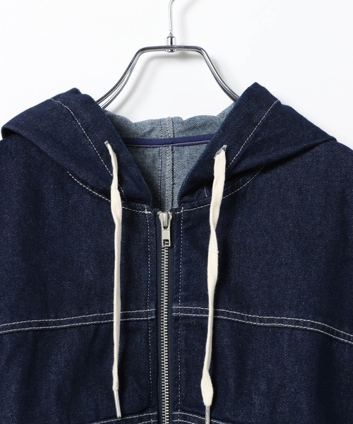3.3 Field Trip (3.3フィールドトリップ)の「3.3 Field Trip/フードダブルジップデニムブルゾン(ブルゾン・レディース・ブルー/ブラック/ネイビー・FREE)」の22枚目の写真