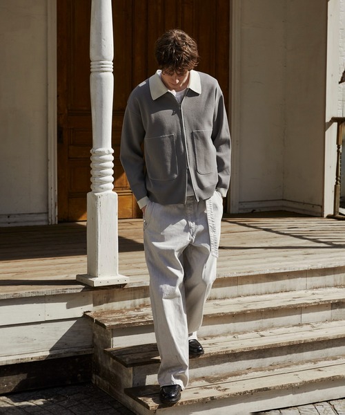 PUBLIC TOKYO(パブリックトウキョウ)の「ジップビッグポケットポロカーデ /カーディガン/洗濯機洗い/春服/ブルゾン(カーディガン/ボレロ・メンズ・ブラック/グレー・1/2)」の7枚目の写真