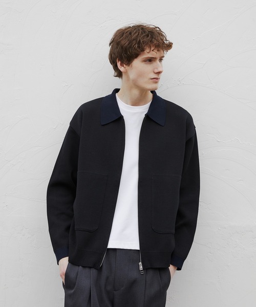 PUBLIC TOKYO(パブリックトウキョウ)の「ジップビッグポケットポロカーデ /カーディガン/洗濯機洗い/春服/ブルゾン(カーディガン/ボレロ・メンズ・ブラック/グレー・1/2)」の12枚目の写真