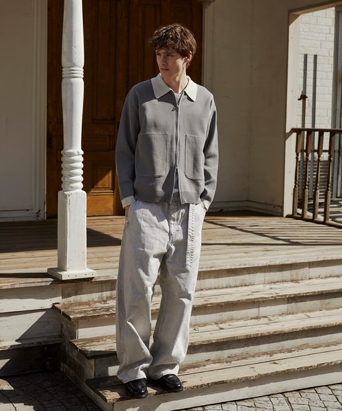 PUBLIC TOKYO(パブリックトウキョウ)の「ジップビッグポケットポロカーデ /カーディガン/洗濯機洗い/春服/ブルゾン(カーディガン/ボレロ・メンズ・ブラック/グレー・1/2)」の8枚目の写真