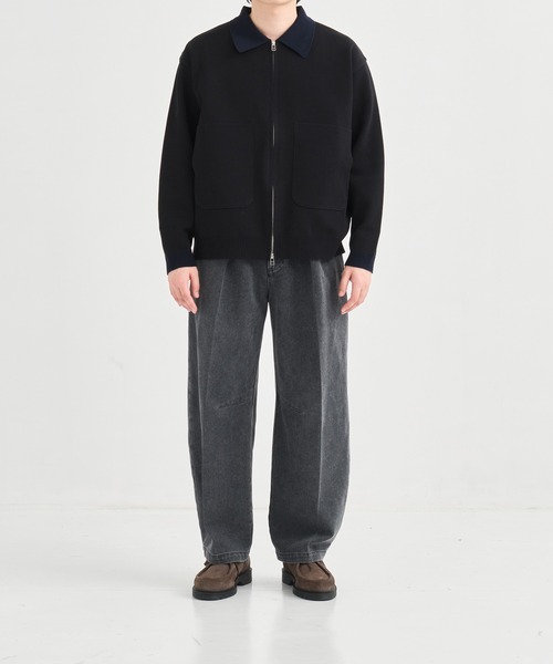 PUBLIC TOKYO(パブリックトウキョウ)の「ジップビッグポケットポロカーデ /カーディガン/洗濯機洗い/春服/ブルゾン(カーディガン/ボレロ・メンズ・ブラック/グレー・1/2)」の15枚目の写真