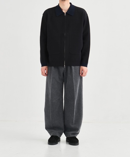 PUBLIC TOKYO(パブリックトウキョウ)の「ジップビッグポケットポロカーデ /カーディガン/洗濯機洗い/春服/ブルゾン(カーディガン/ボレロ・メンズ・ブラック/グレー・1/2)」の16枚目の写真