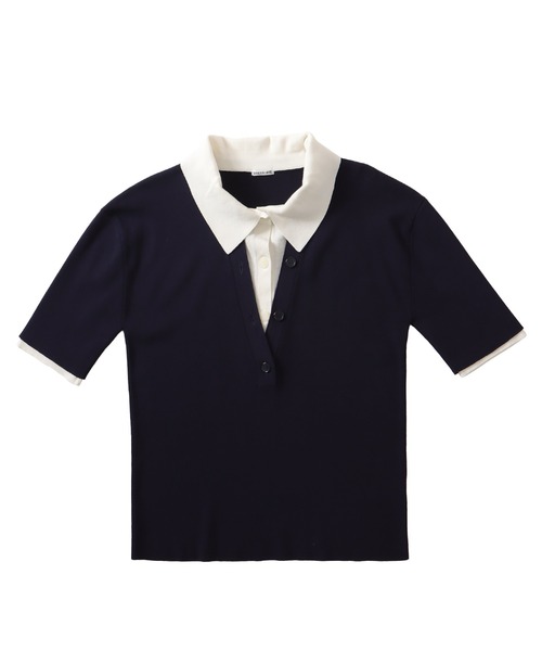 DRESSLAVE（ドレスレイブ）の「bicolor skipper pullover(バイカラースキッパープルオーバー)（ニット/セーター・レディース・ネイビー/ホワイト・38）」の2枚目の写真