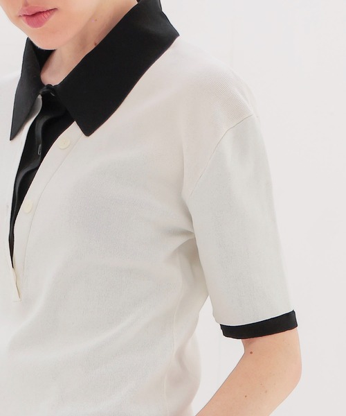 DRESSLAVE（ドレスレイブ）の「bicolor skipper pullover(バイカラースキッパープルオーバー)（ニット/セーター・レディース・ネイビー/ホワイト・38）」の3枚目の写真