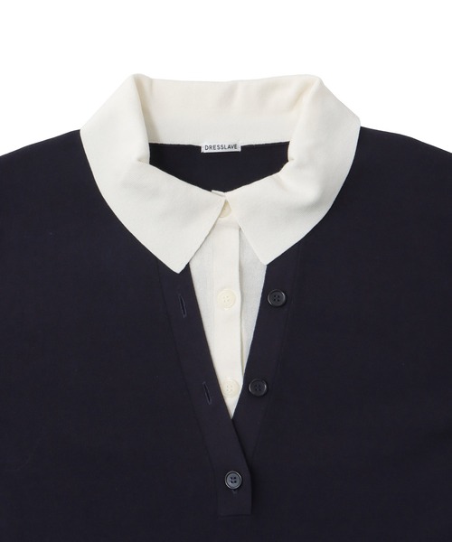 DRESSLAVE（ドレスレイブ）の「bicolor skipper pullover(バイカラースキッパープルオーバー)（ニット/セーター・レディース・ネイビー/ホワイト・38）」の8枚目の写真