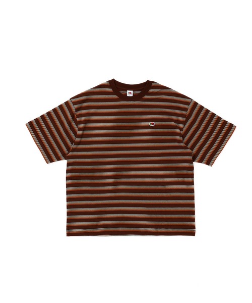 FRUIT OF THE LOOM(フルーツオブザルーム)の「【FRUIT OF THE LOOM】ピーチ起毛天竺ボーダーTシャツ2 / フルーツオブザルーム マルチボーダー 半袖Tシャツ(Tシャツ/カットソー・メンズ・サックスブルー/オレンジ/ブラウン・S/M/L)」の1枚目の写真