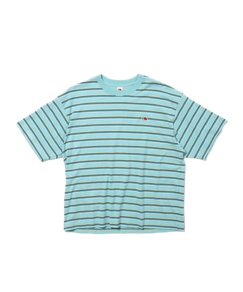FRUIT OF THE LOOM(フルーツオブザルーム)の「【FRUIT OF THE LOOM】ピーチ起毛天竺ボーダーTシャツ2 / フルーツオブザルーム マルチボーダー 半袖Tシャツ(Tシャツ/カットソー・メンズ・サックスブルー/オレンジ/ブラウン・S/M/L)」の2枚目の写真