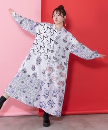 ScoLar | 161624：パッチワーク風総柄シャツワンピース(ワンピース)