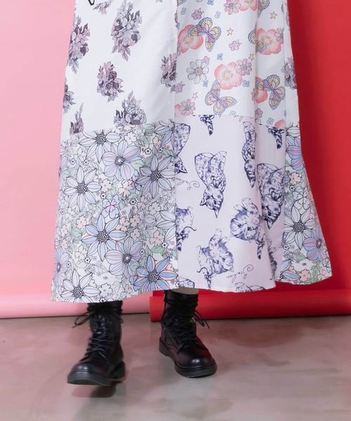 ScoLar（スカラー）の「161624：パッチワーク風総柄シャツワンピース（ワンピース・レディース・ブルー/オフホワイト・M）」の10枚目の写真