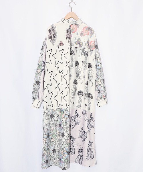 ScoLar（スカラー）の「161624：パッチワーク風総柄シャツワンピース（ワンピース・レディース・ブルー/オフホワイト・M）」の12枚目の写真