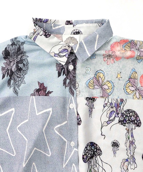 ScoLar（スカラー）の「161624：パッチワーク風総柄シャツワンピース（ワンピース・レディース・ブルー/オフホワイト・M）」の16枚目の写真