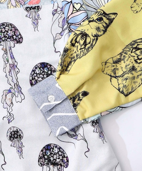 ScoLar（スカラー）の「161624：パッチワーク風総柄シャツワンピース（ワンピース・レディース・ブルー/オフホワイト・M）」の19枚目の写真