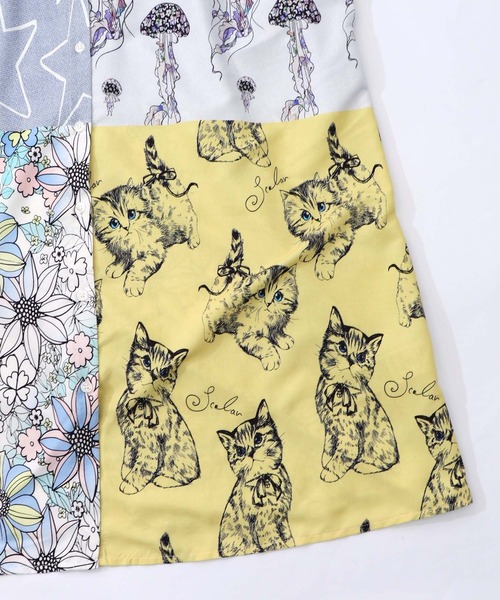 ScoLar（スカラー）の「161624：パッチワーク風総柄シャツワンピース（ワンピース・レディース・ブルー/オフホワイト・M）」の20枚目の写真