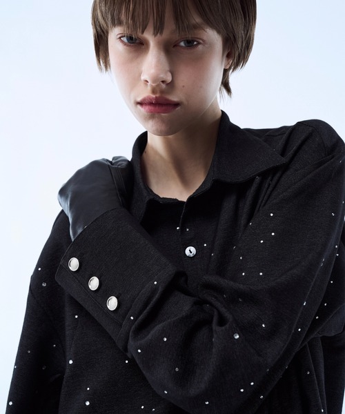 seyto（セイト）の「Rhinestone detail short shirt / ラインストーンディティールショートシャツ（シャツ/ブラウス・メンズ・ブラック/ブラウン・3/2）」の12枚目の写真