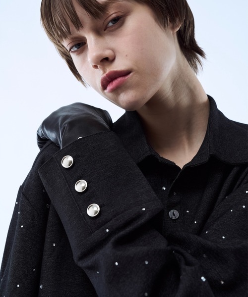 seyto（セイト）の「Rhinestone detail short shirt / ラインストーンディティールショートシャツ（シャツ/ブラウス・メンズ・ブラック/ブラウン・3/2）」の13枚目の写真