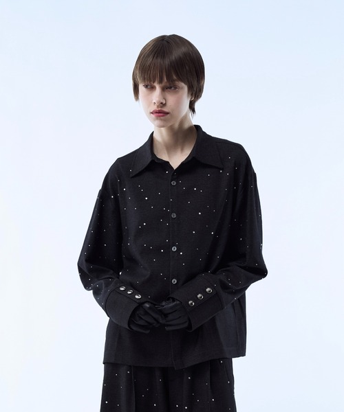 seyto（セイト）の「Rhinestone detail short shirt / ラインストーンディティールショートシャツ（シャツ/ブラウス・メンズ・ブラック/ブラウン・3/2）」の15枚目の写真
