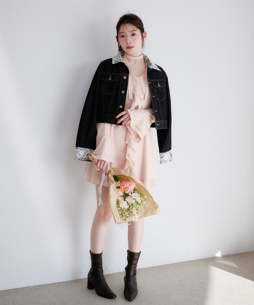 fupel（フぺル）の「sheer frill tiered onepiece / シアーフリルティアードワンピース（ワンピース・レディース・ピンク/オフホワイト・FREE）」の16枚目の写真