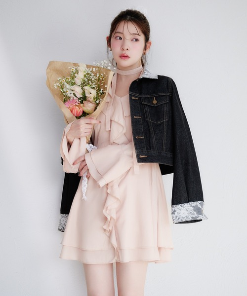 fupel（フぺル）の「sheer frill tiered onepiece / シアーフリルティアードワンピース（ワンピース・レディース・ピンク/オフホワイト・FREE）」の19枚目の写真