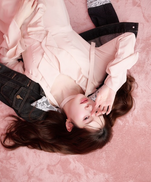 fupel(フぺル)の「sheer frill tiered onepiece / シアーフリルティアードワンピース(ワンピース・レディース・ピンク/オフホワイト・FREE)」の22枚目の写真