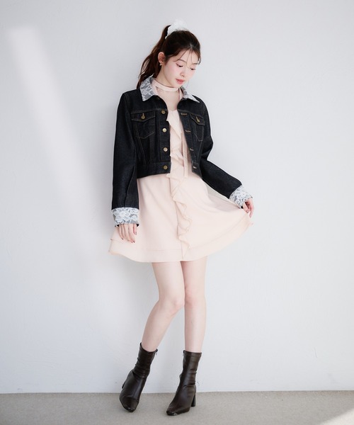 fupel（フぺル）の「sheer frill tiered onepiece / シアーフリルティアードワンピース（ワンピース・レディース・ピンク/オフホワイト・FREE）」の7枚目の写真