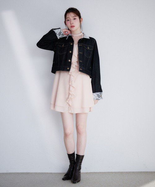 fupel（フぺル）の「sheer frill tiered onepiece / シアーフリルティアードワンピース（ワンピース・レディース・ピンク/オフホワイト・FREE）」の6枚目の写真
