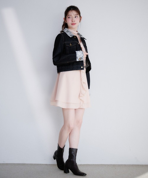 fupel（フぺル）の「sheer frill tiered onepiece / シアーフリルティアードワンピース（ワンピース・レディース・ピンク/オフホワイト・FREE）」の8枚目の写真