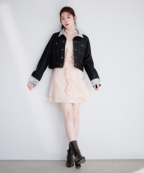 fupel（フぺル）の「sheer frill tiered onepiece / シアーフリルティアードワンピース（ワンピース・レディース・ピンク/オフホワイト・FREE）」の5枚目の写真