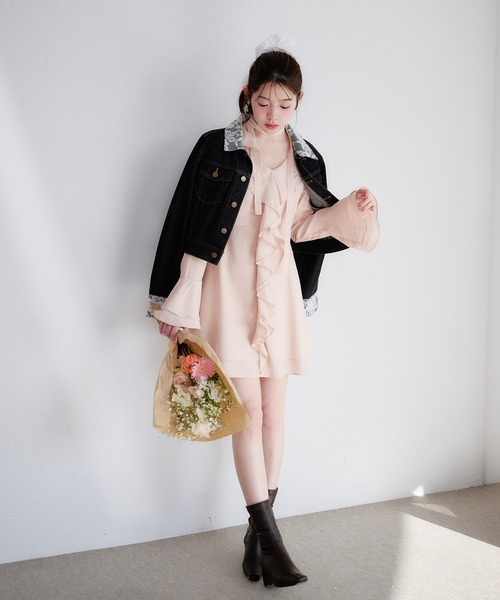 fupel（フぺル）の「sheer frill tiered onepiece / シアーフリルティアードワンピース（ワンピース・レディース・ピンク/オフホワイト・FREE）」の17枚目の写真