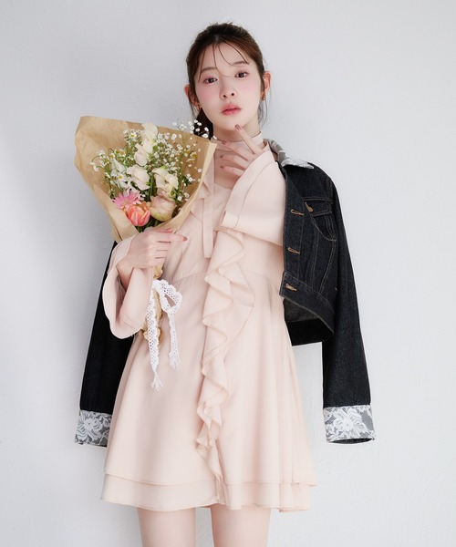 fupel（フぺル）の「sheer frill tiered onepiece / シアーフリルティアードワンピース（ワンピース・レディース・ピンク/オフホワイト・FREE）」の20枚目の写真