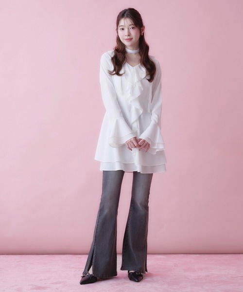 sheer frill tiered onepiece / シアーフリルティアードワンピース