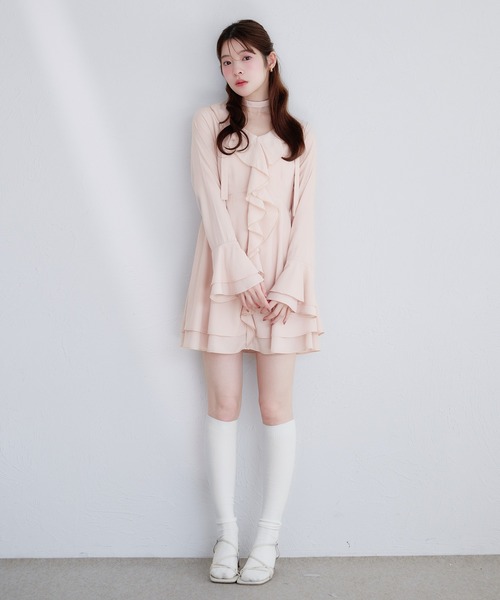 sheer frill tiered onepiece / シアーフリルティアードワンピース